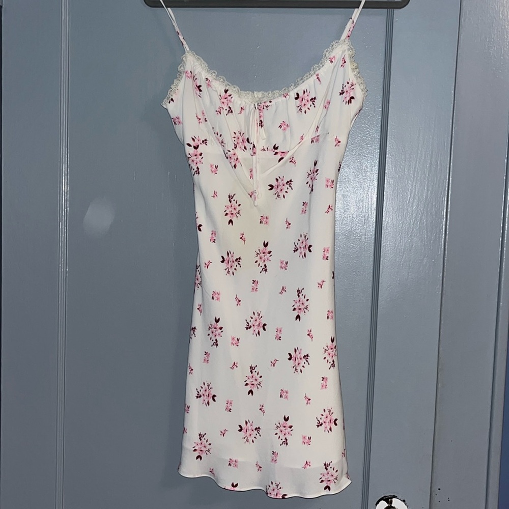 White and pink floral dress